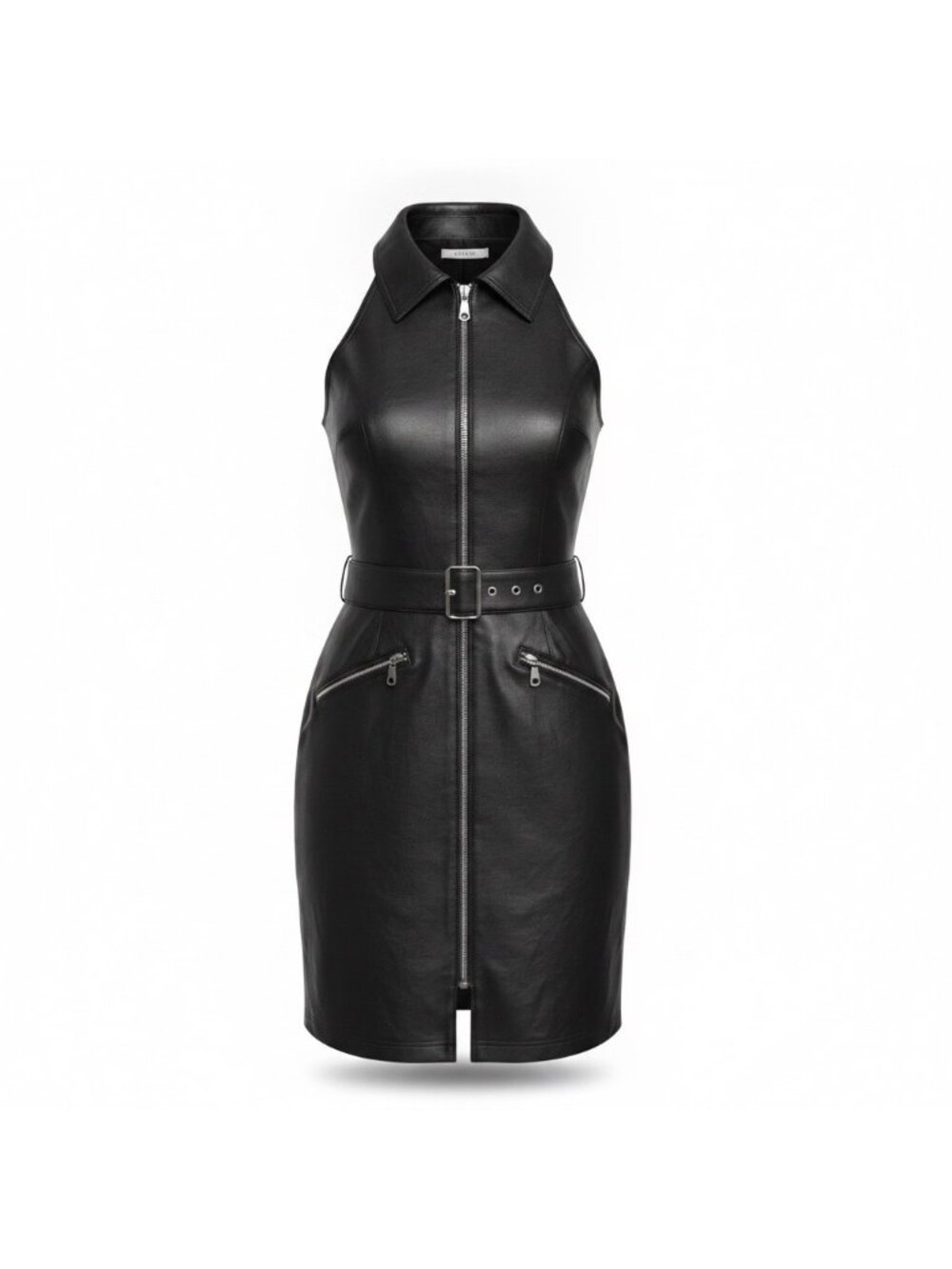 BB Dakota Womens Black Faux Leather Sleeveless Mini Dress Zip Front Sz 7/8